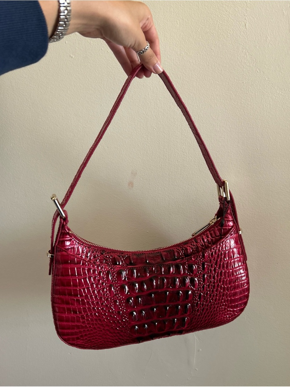 Brahmin Red Croc-Embossed Shoulder Bag